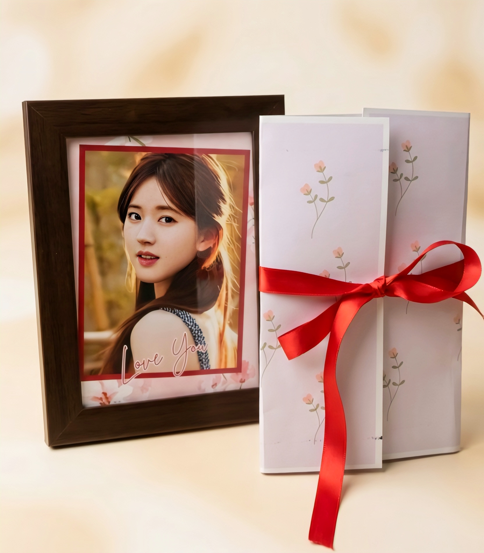 Smile – Personalized Frame & Love Card Gift Set | Custom Photo Gift for Special Moments