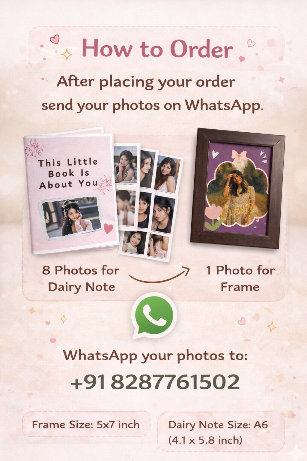 Pookie – Cute Personalized Photo Frame & Mini Diary Set (Custom Gift)