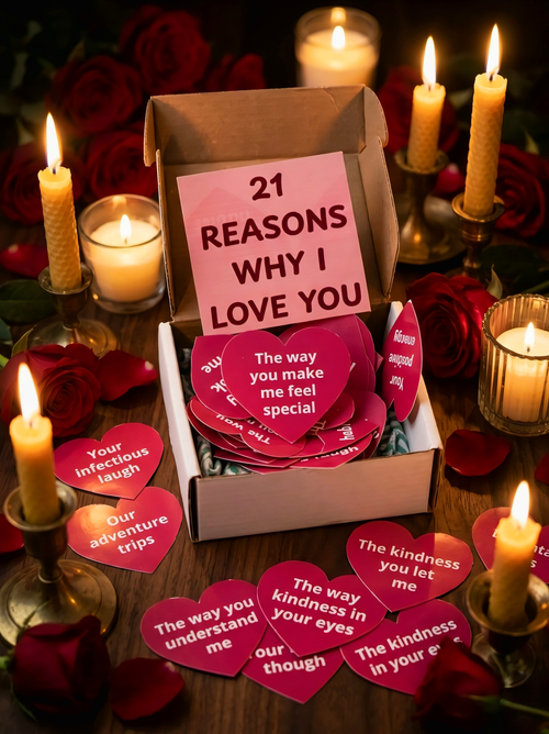 21 Reasons Why I Love You – Romantic Heart Cards Gift Box |